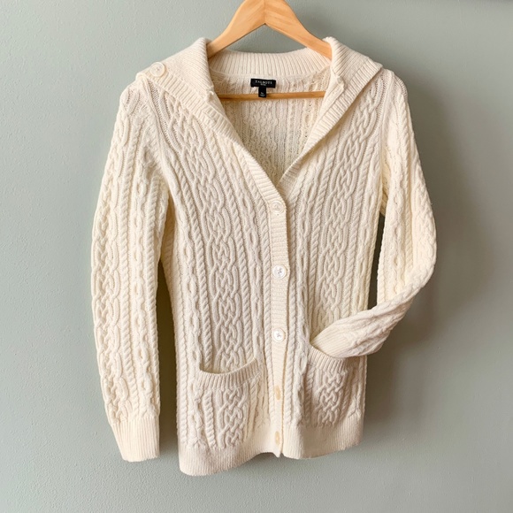 Soft Ivory Cable Knit Cardigan, Small Petite - Picture 14 of 16